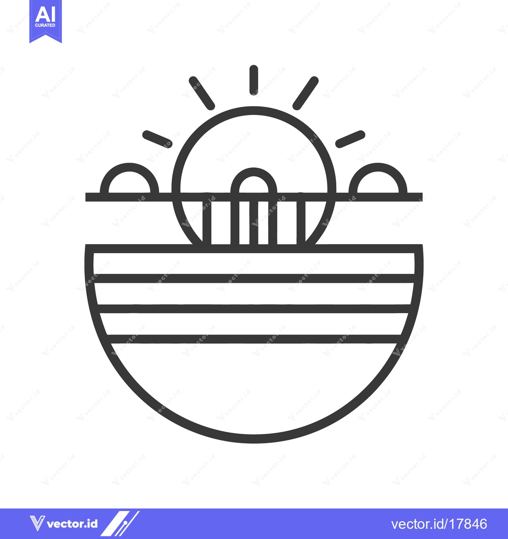Premium Vector dari Abstract Sunrise over a Striped Section of Land or Water