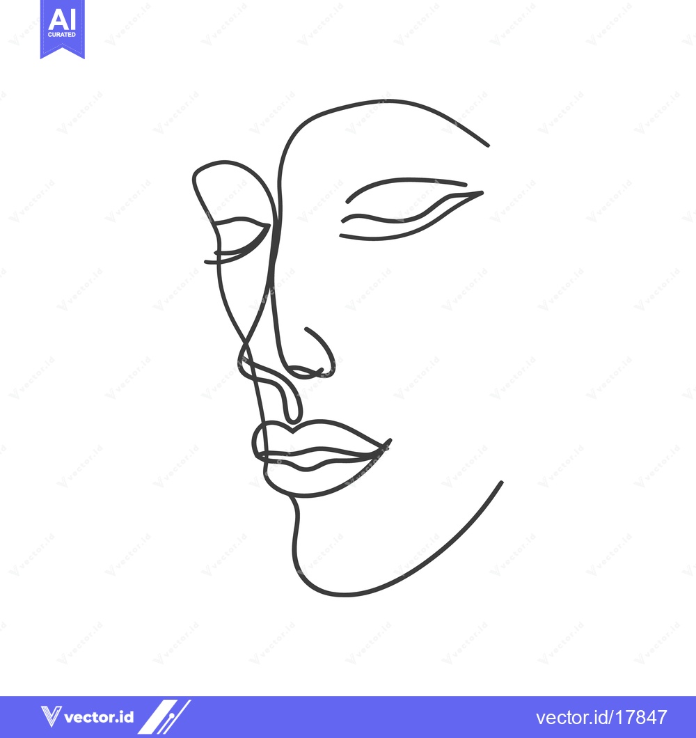 Premium Vector dari A minimalistic single line drawing of a human face