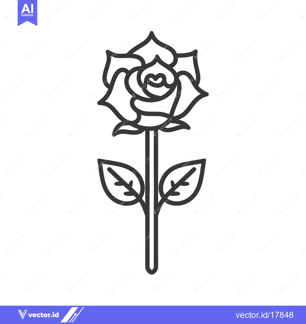 Premium Vector dari A simple linear illustration of a single beautiful rose blossom