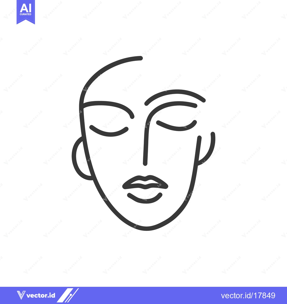 Premium Vector of A minimalist line drawing depicting a serene closed eyes face