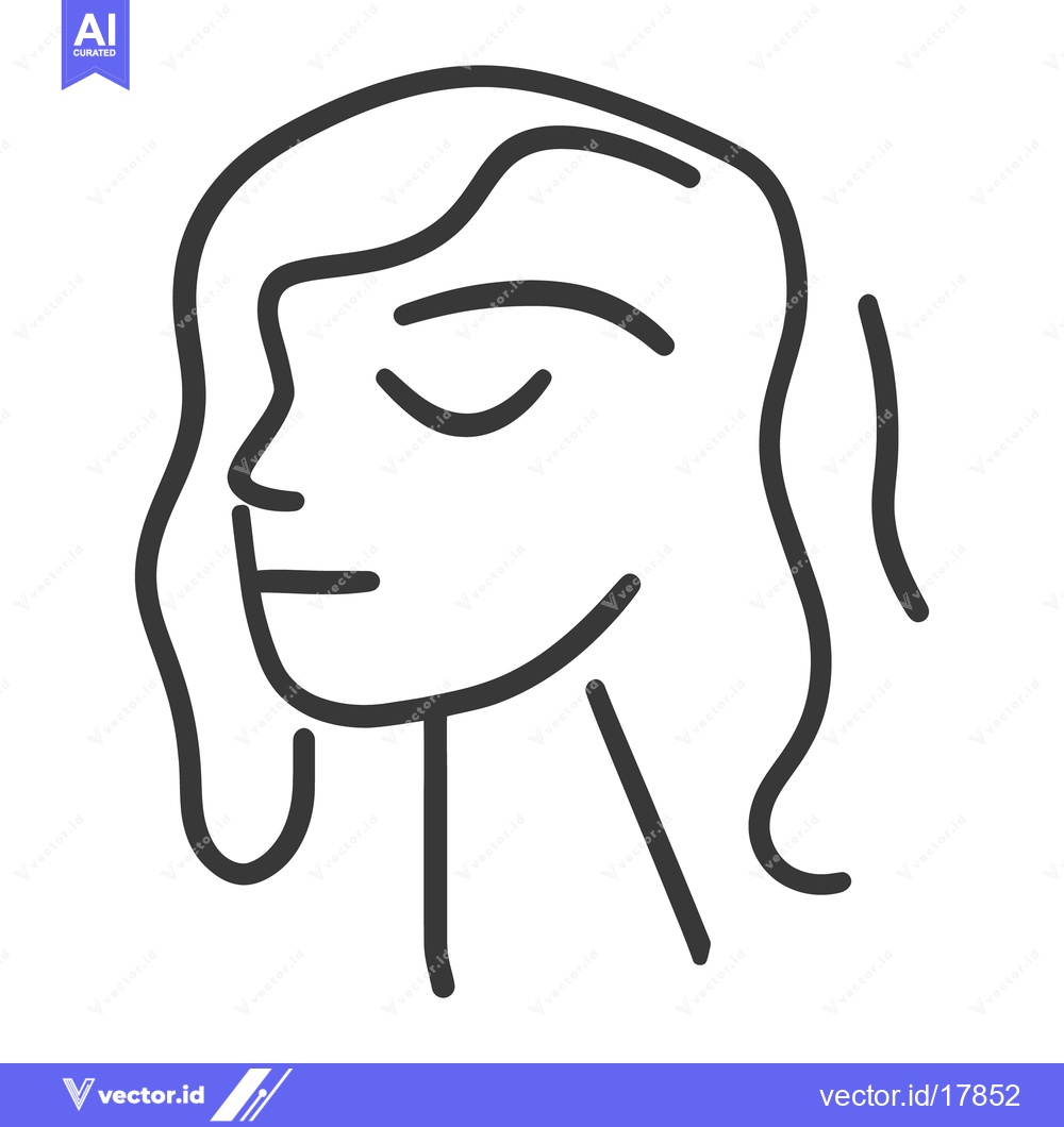 Premium Vector dari Simple black and white line drawing of a female face