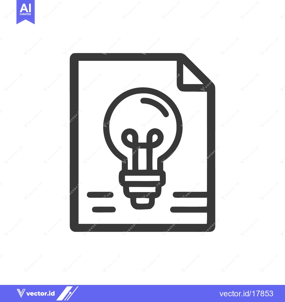 Premium Vector dari Bold Line Art Icon: Document Featuring a Bright Lightbulb Idea