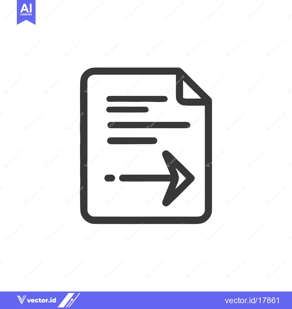 Premium Vector dari Send Document Icon: Paper with Arrow, Simple Line Art
