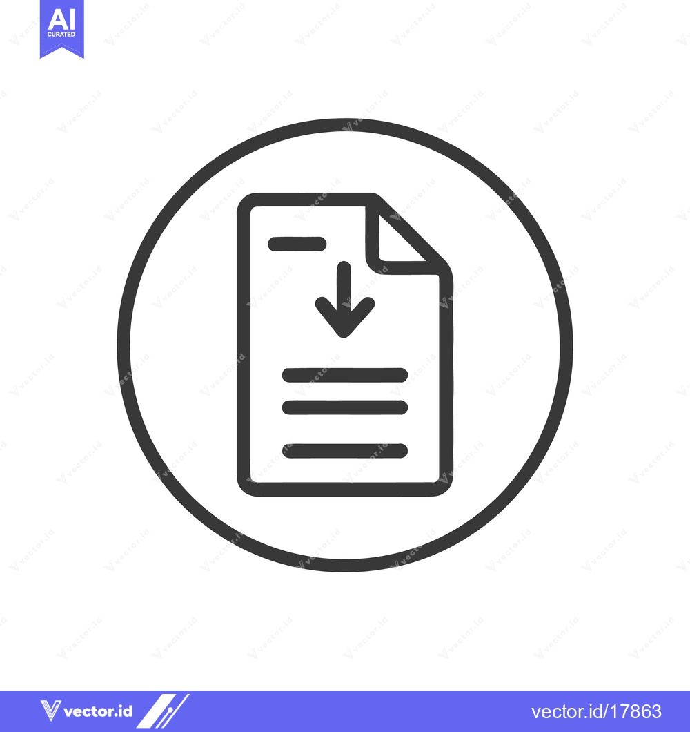 Premium Vector of Minimalist Document Download Icon: Circular Line Art Graphic