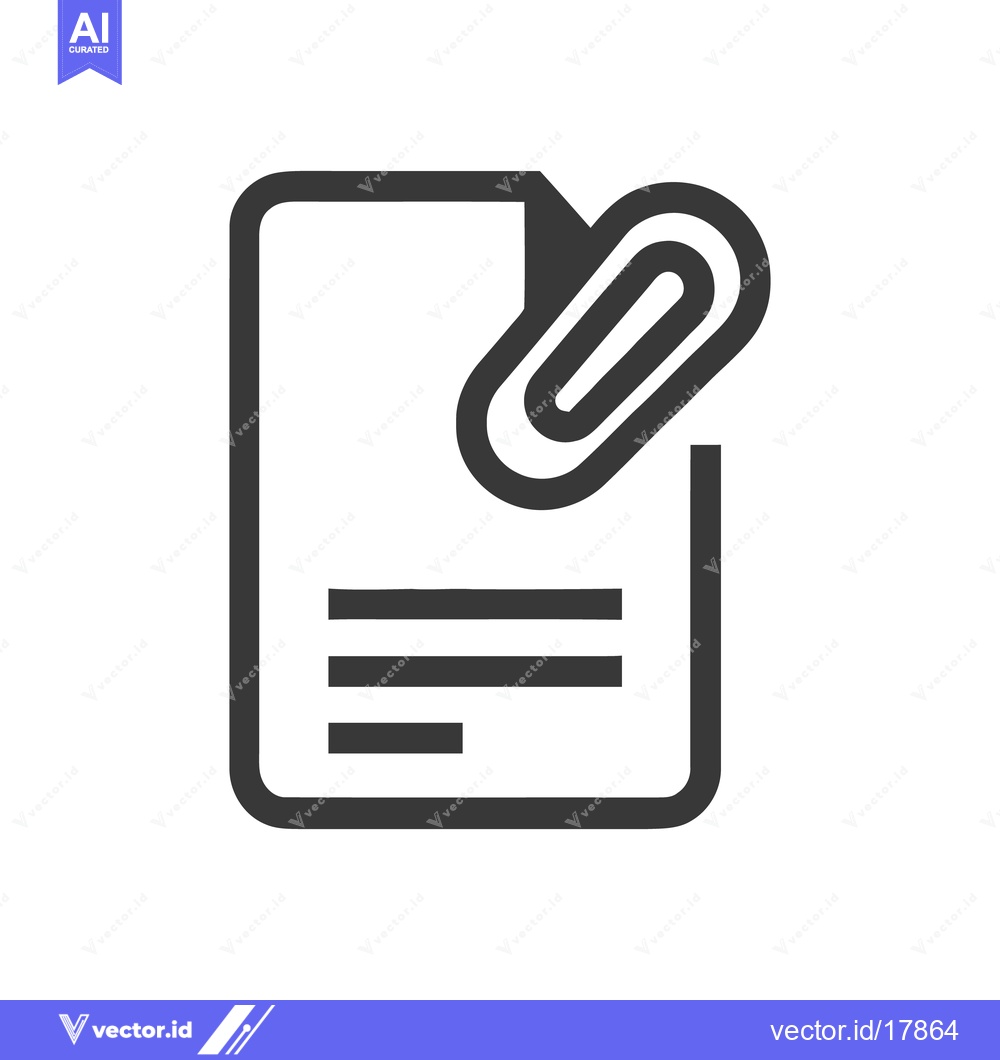 Premium Vector dari Simple Document Icon with Paperclip, Minimalist Design, Attachment Sym