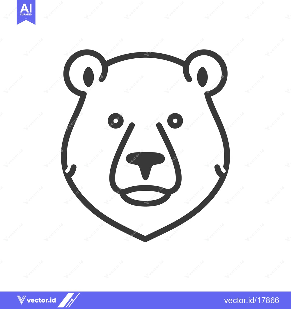 Premium Vector dari Simple black line drawing of a bear face icon