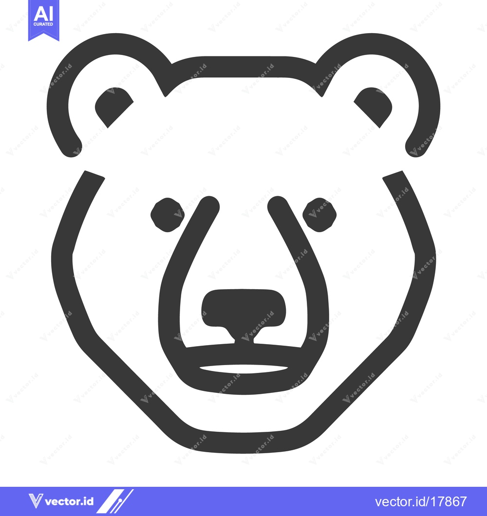 Premium Vector dari A simple stylized illustration of a bear head facing forward