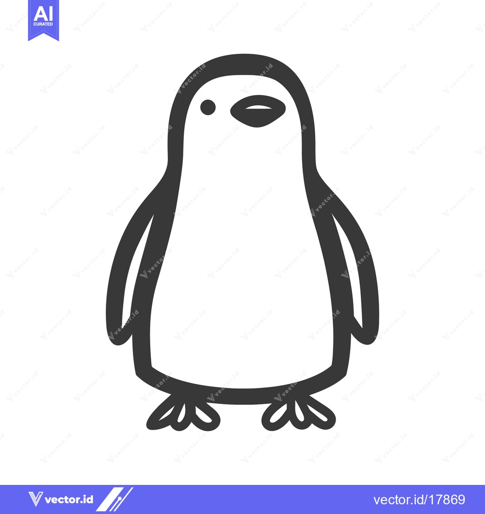 Premium Vector dari A simple black and white cartoon depiction of a penguin