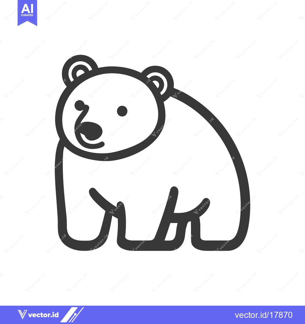 Premium Vector of A simple illustration of a white bear with black outline