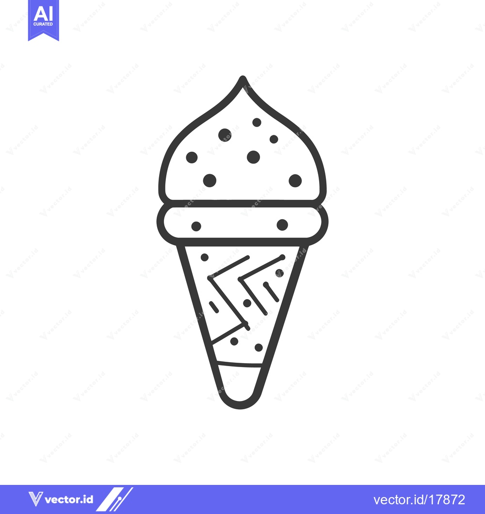 Premium Vector dari A black and white illustration of an ice cream cone