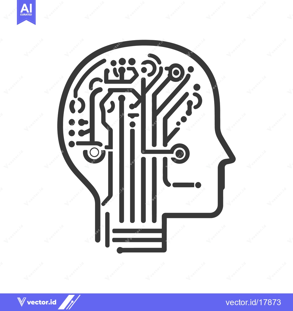 Premium Vector of Outline of a human head overlaid with circuit board patterns