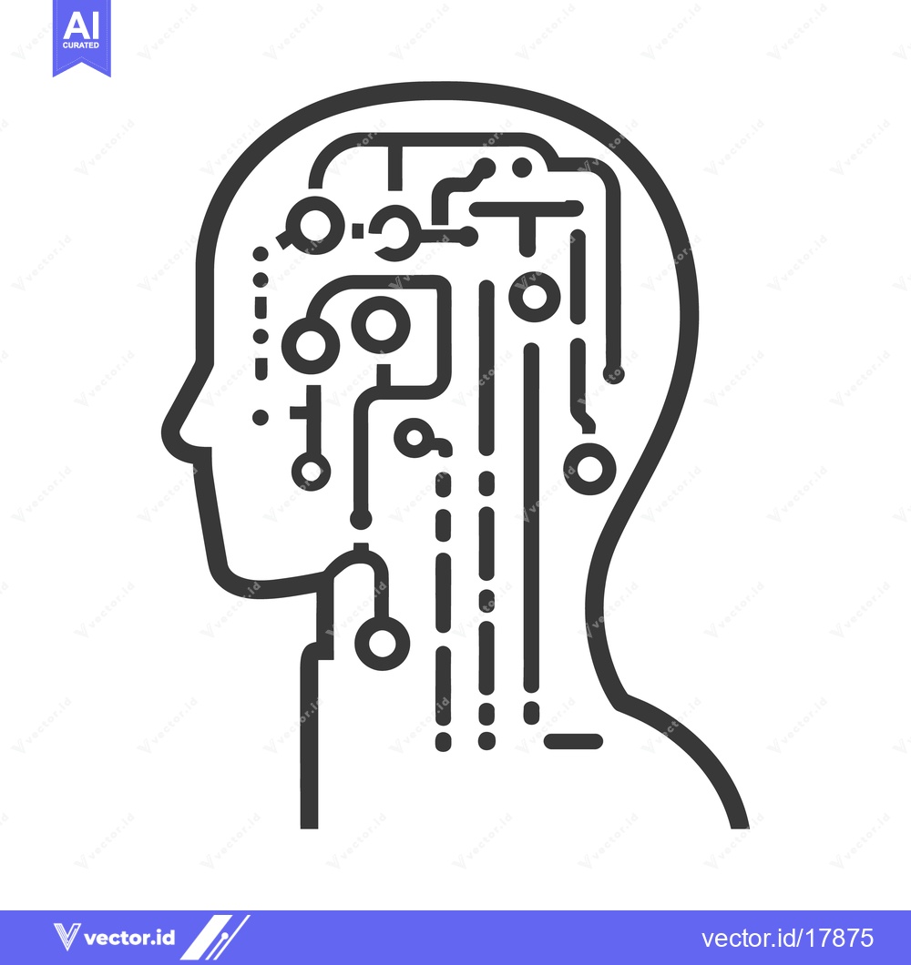 Premium Vector dari An illustrated human head with a digital circuit design