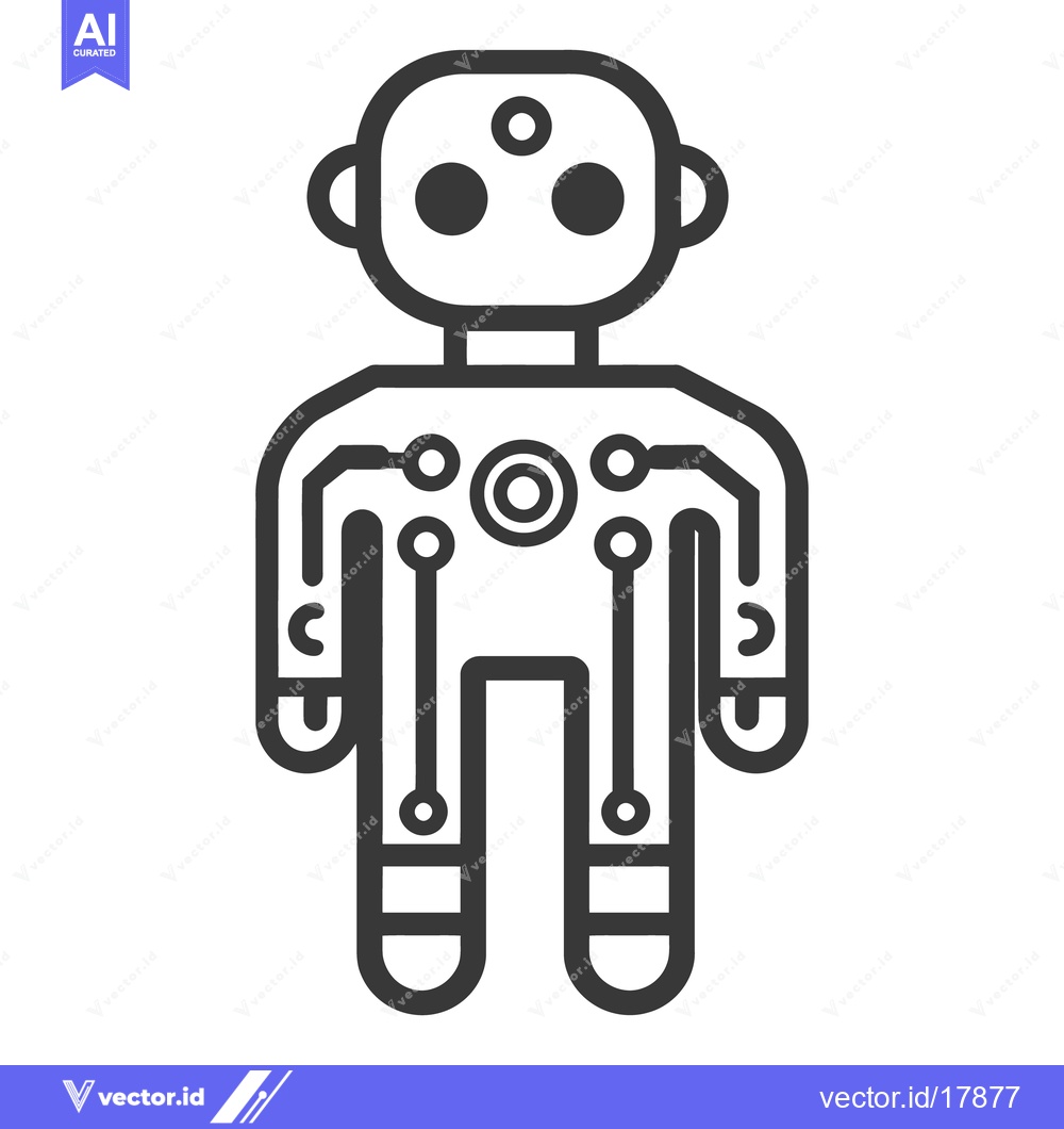 Premium Vector dari A Simple Stylized Robot Depicted With Technology Circuitry Inside