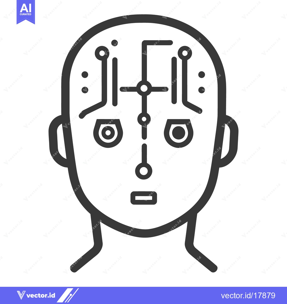 Premium Vector dari An illustrated outline showing a human head with circuit board design