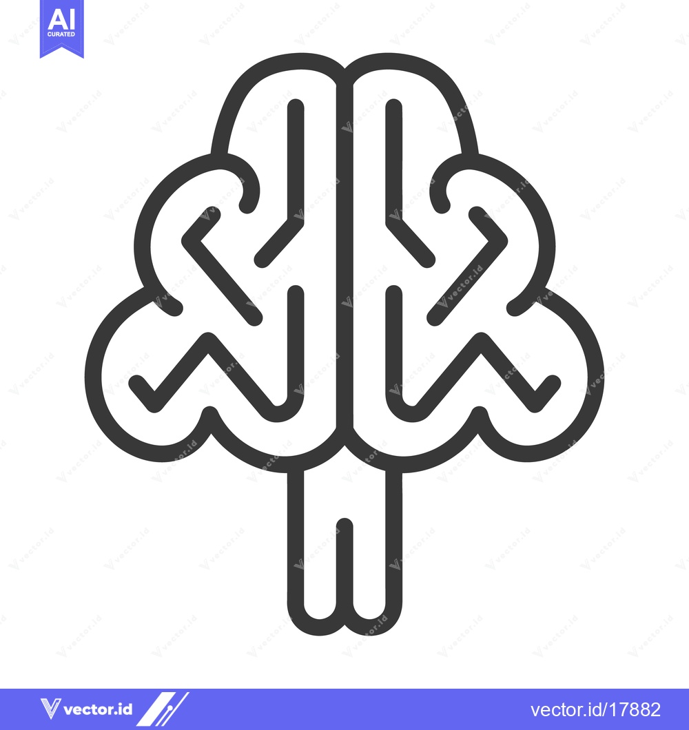 Premium Vector of A simple black and white illustration depicting a human brain