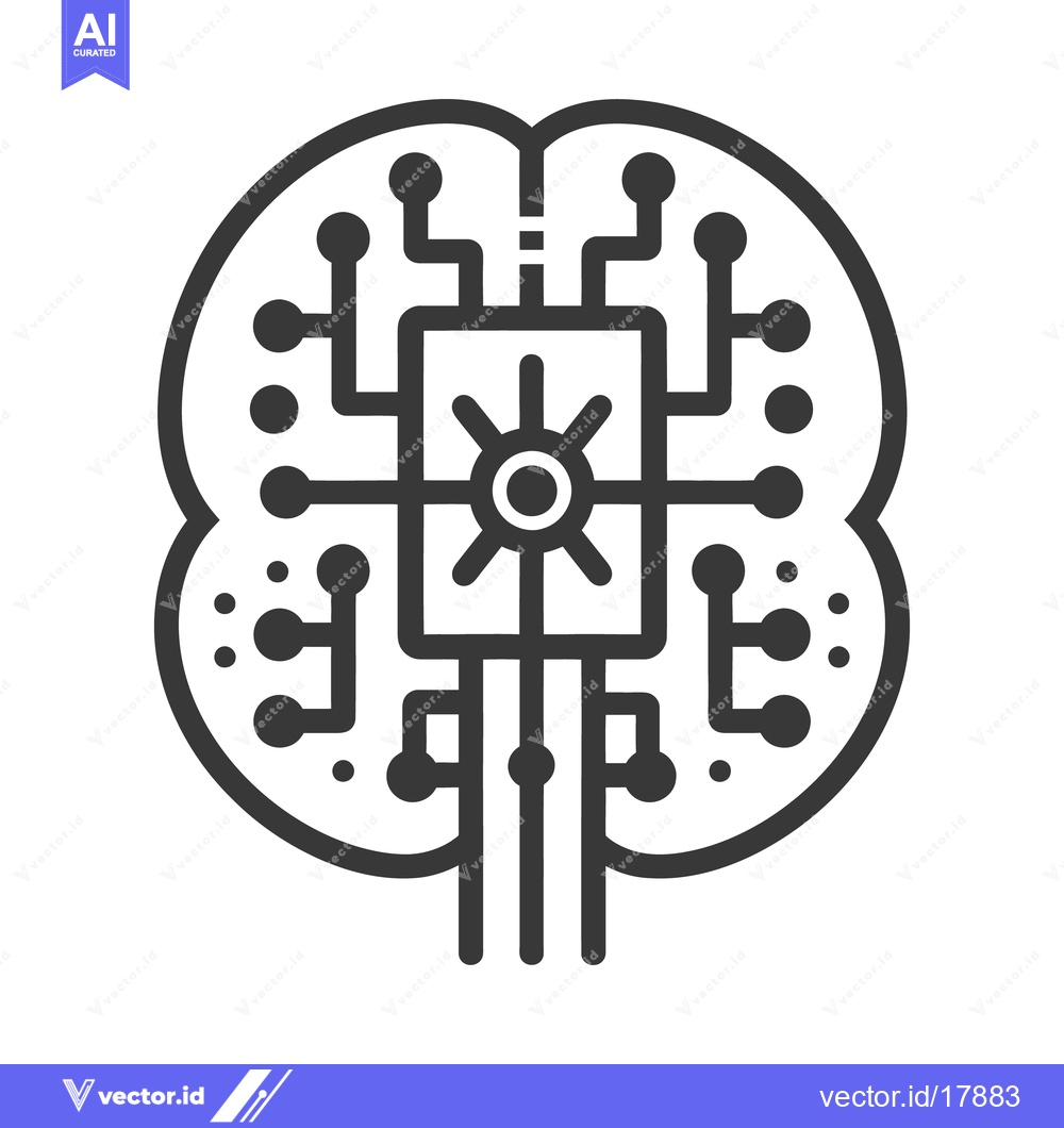 Premium Vector of A stylized illustration of a brain integrated with electronic circuitr