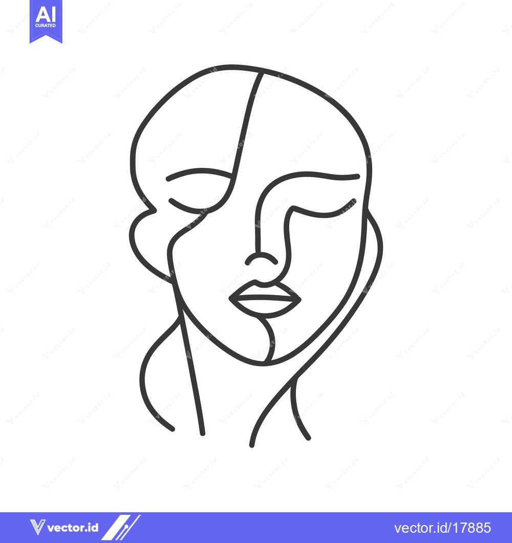 Premium Vector dari A simple line drawing depicts a human face with closed eyes