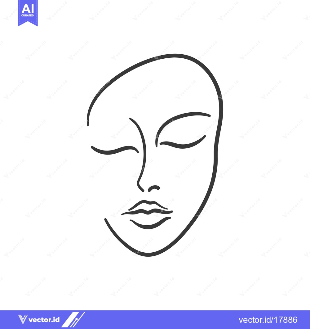 Premium Vector of Simple black line drawing of a female face with closed eyes