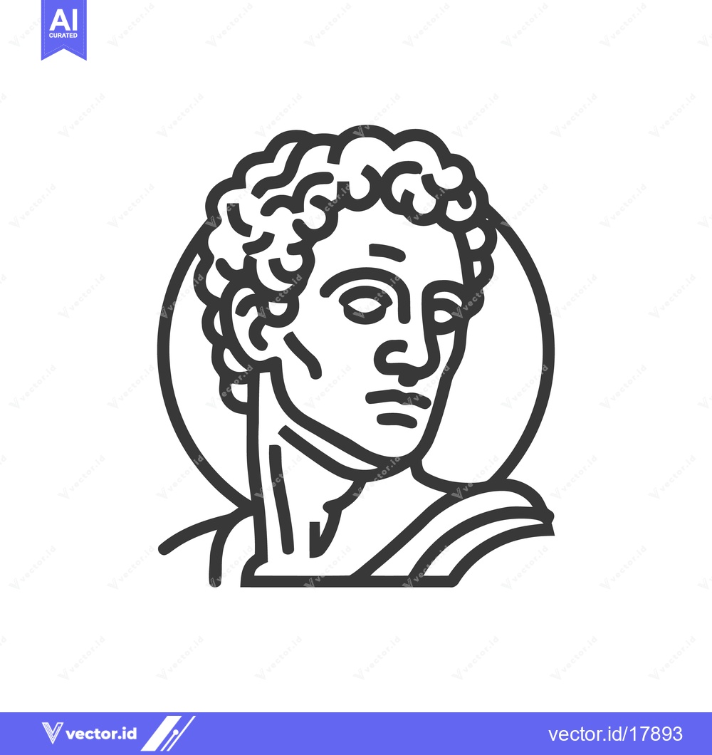 Premium Vector dari Elegant Line Art Portrait of a Classical Bust, Stylized Grecian Head