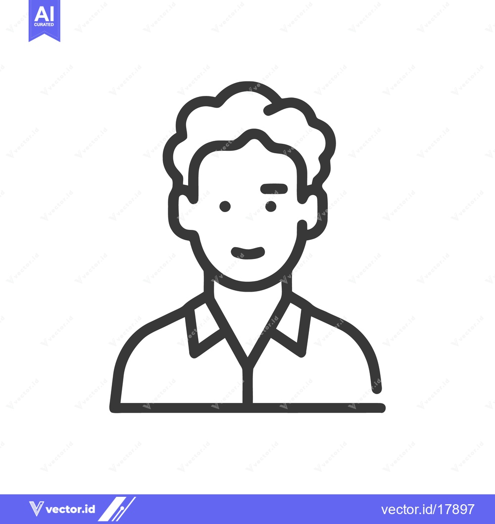 Premium Vector of Simple Line Art Portrait of a Person with Curly Hair