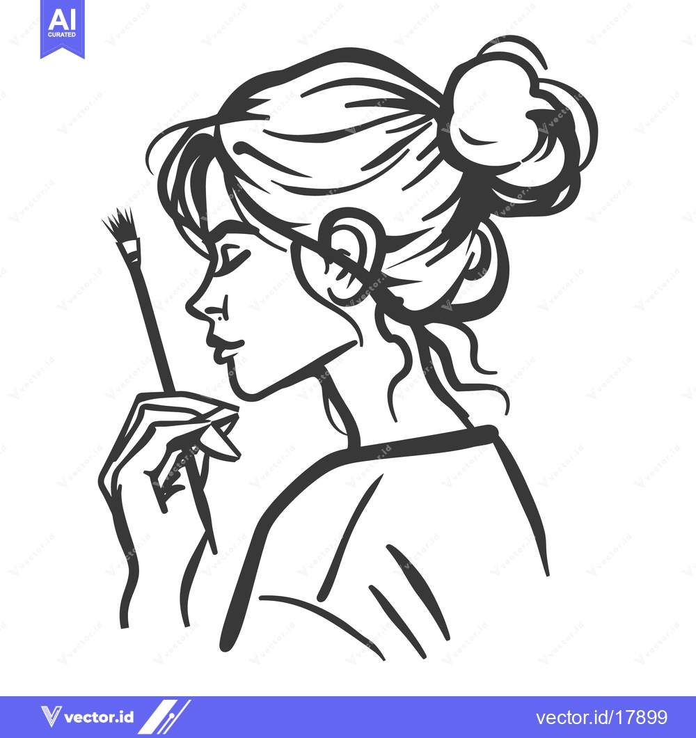 Premium Vector dari A female figure holding a paintbrush in a creative gesture
