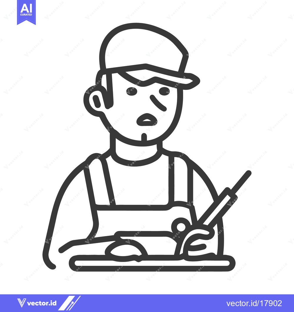 Premium Vector of A line drawing of a worker crafting something on a surface