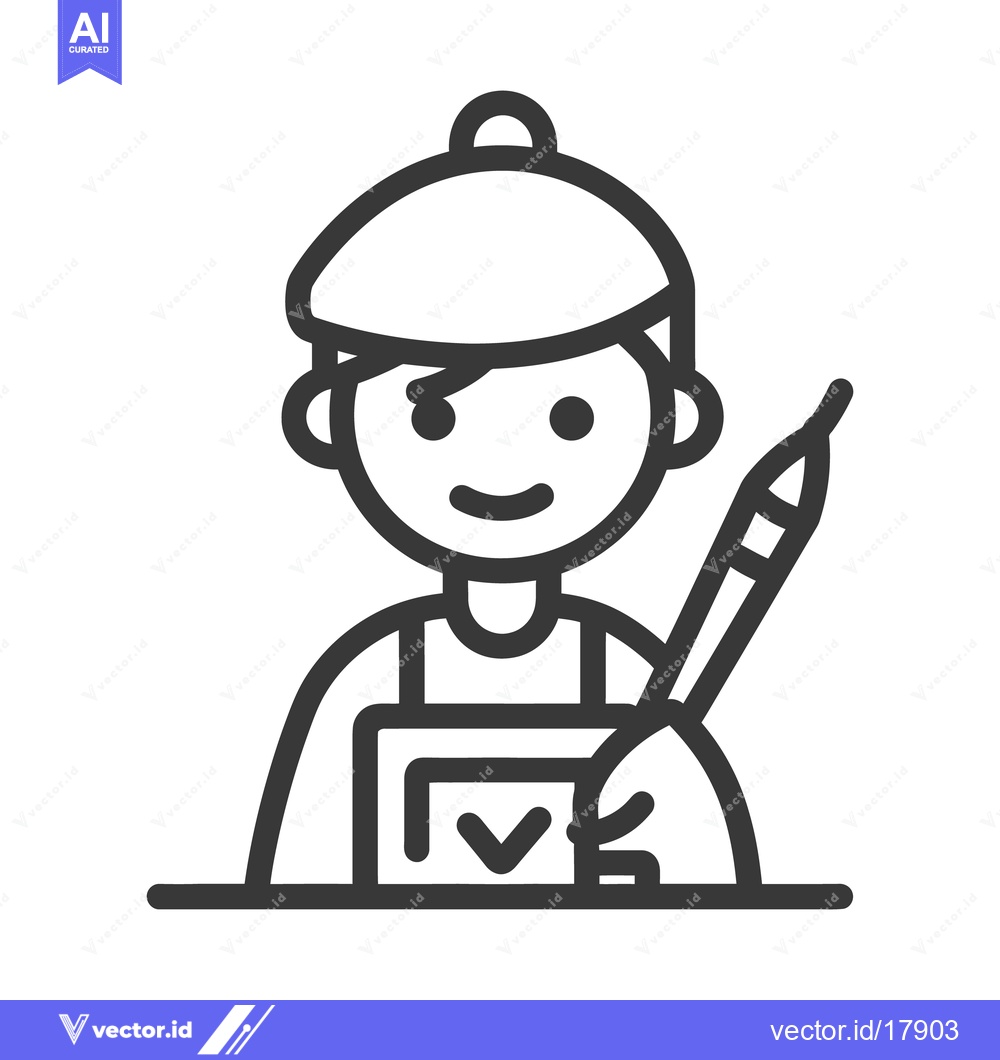 Premium Vector of An artist is sketching while reviewing a document with a check