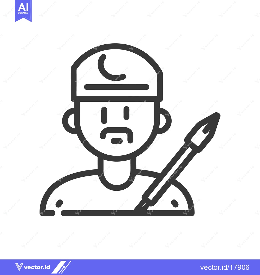 Premium Vector dari Illustrated portrait of a person holding a paintbrush for art