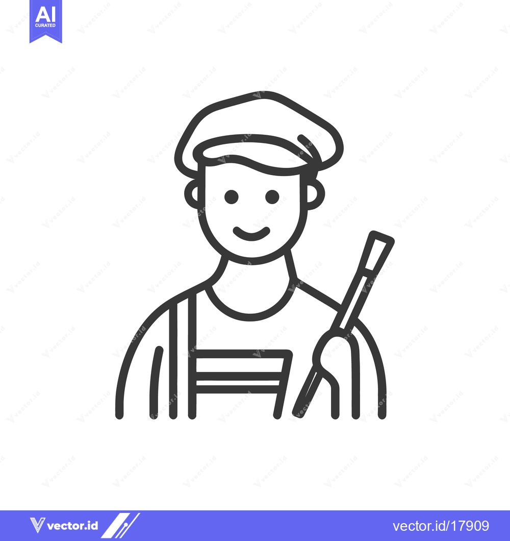 Premium Vector of An illustrated baker wearing a hat holding a kitchen utensil