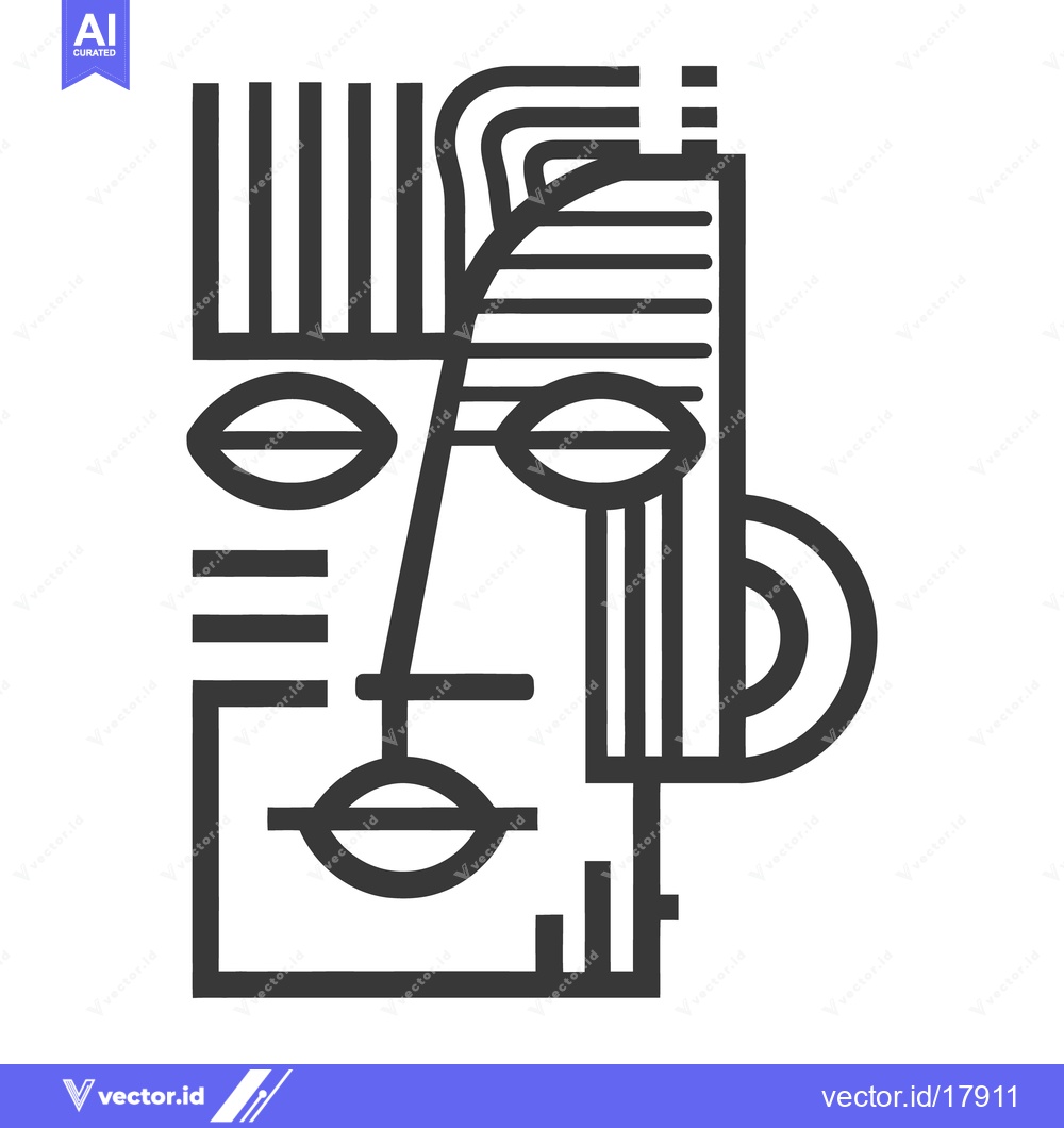 Premium Vector of A stark black and white abstract geometric face illustration