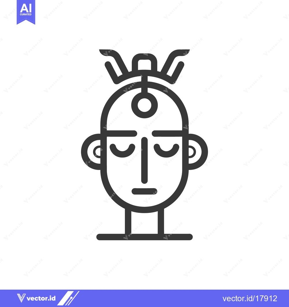 Premium Vector dari A stylized portrait depicts a geometric figure with crown details