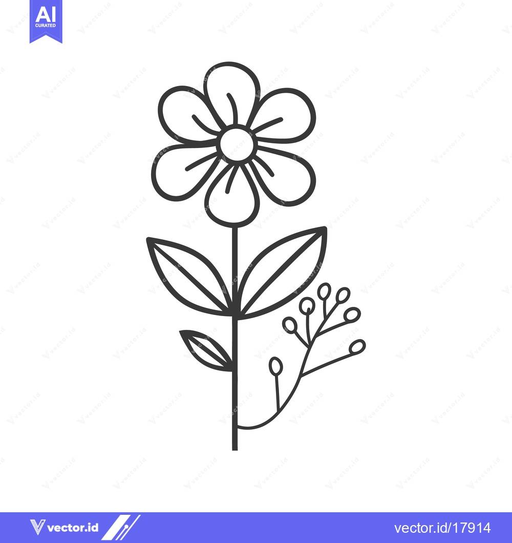 Premium Vector dari A simple illustration of a flower with leaves and buds