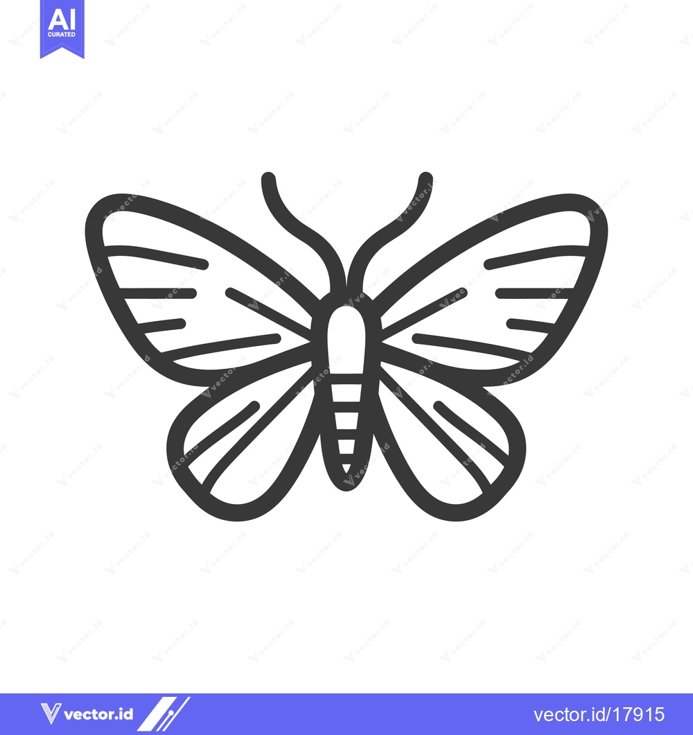 Premium Vector of A simple black and white illustration of a moth design