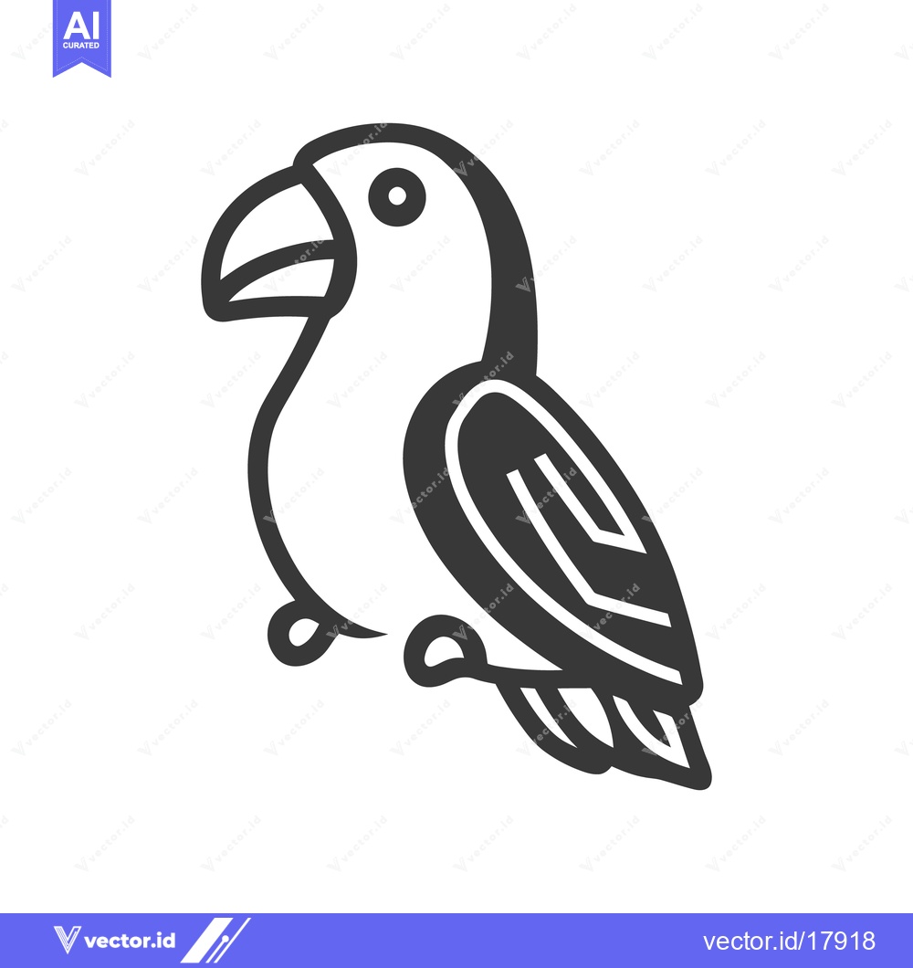 Premium Vector dari A stylized monochrome illustration of a parrot sitting still