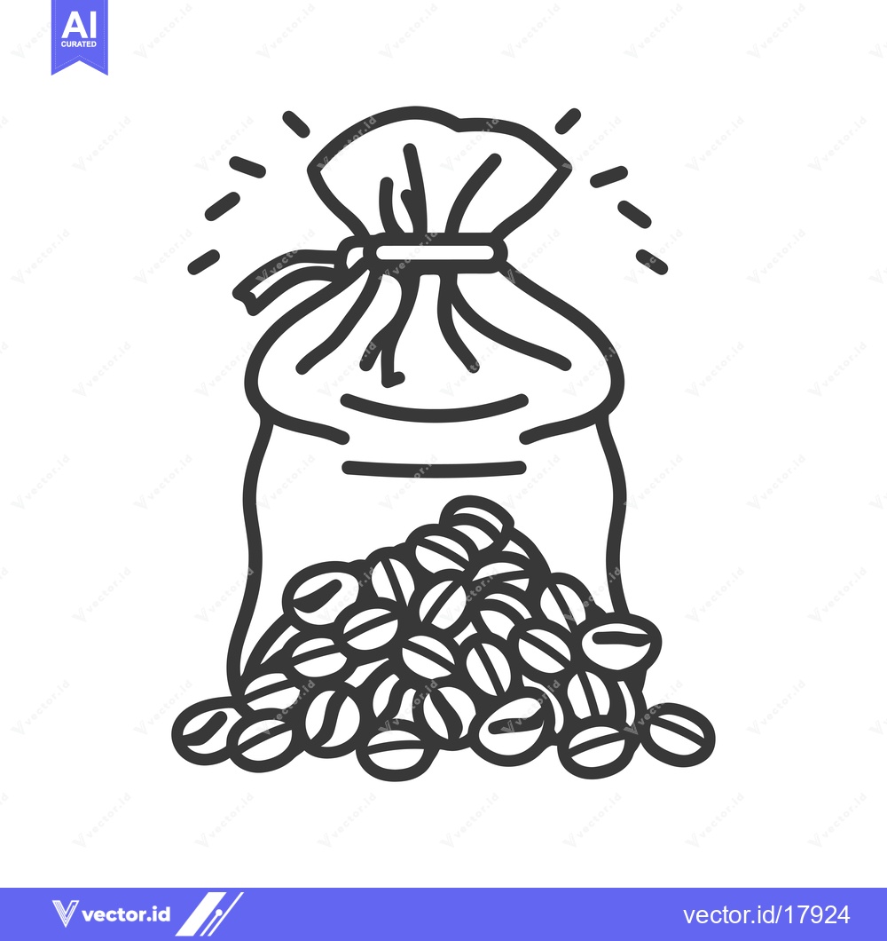 Premium Vector of A Sack of Coffee Beans Spilling Out