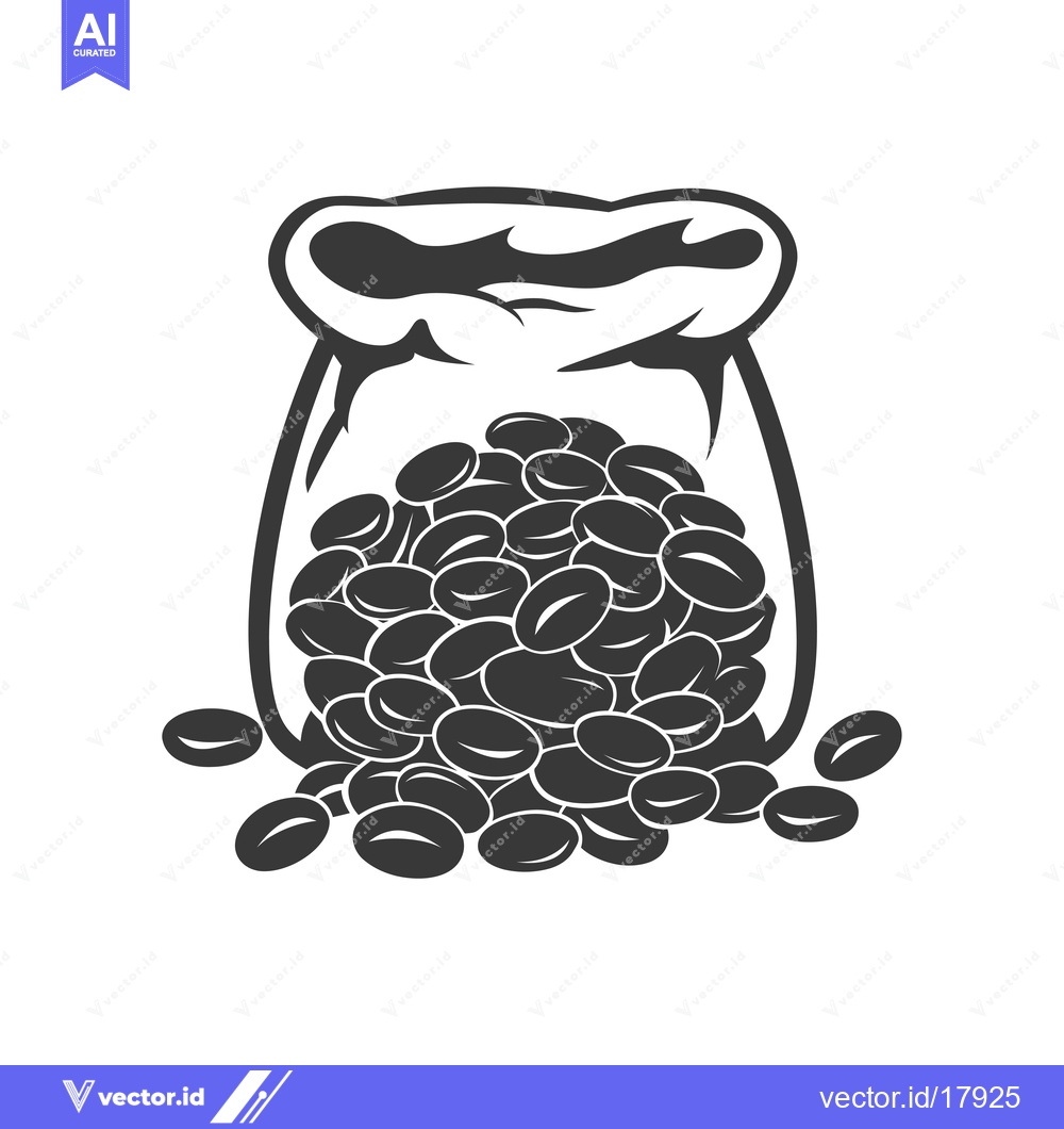 Premium Vector dari A Sack of Coffee Beans Spilling Out