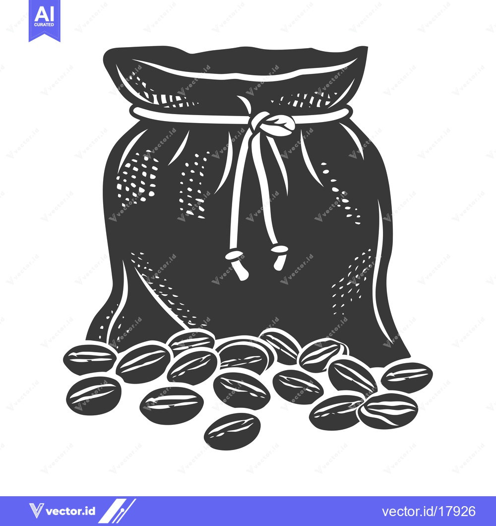 Premium Vector dari A Sack of Coffee Beans with a Rope Closure