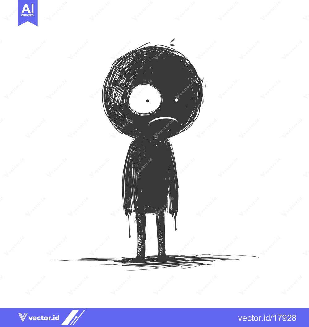 Premium Vector dari A Sad, Black, Ink-Like Figure With One Eye