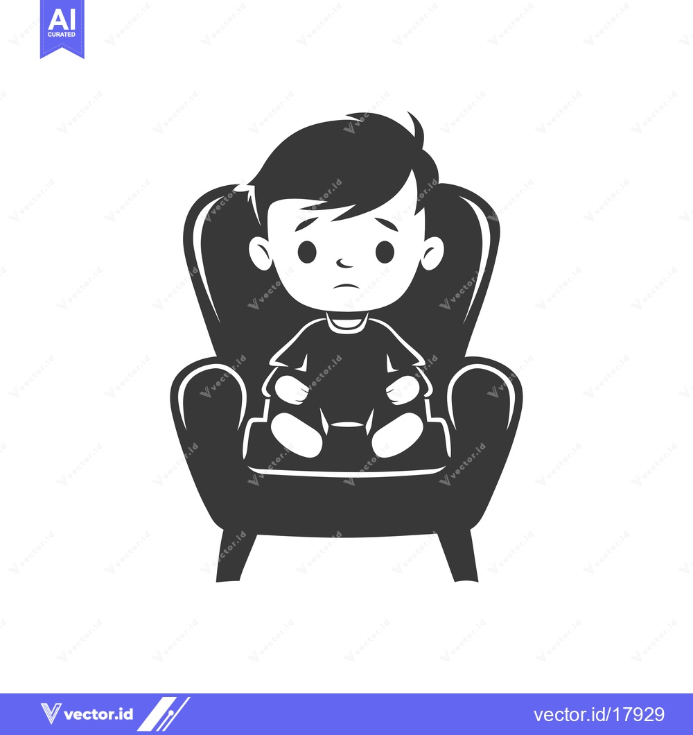 Premium Vector dari A Sad Boy Sitting in a Large Armchair