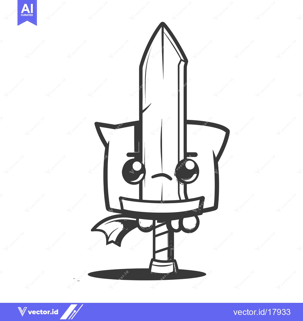 Premium Vector dari A Sad Cartoon Sword Holding a Bandage