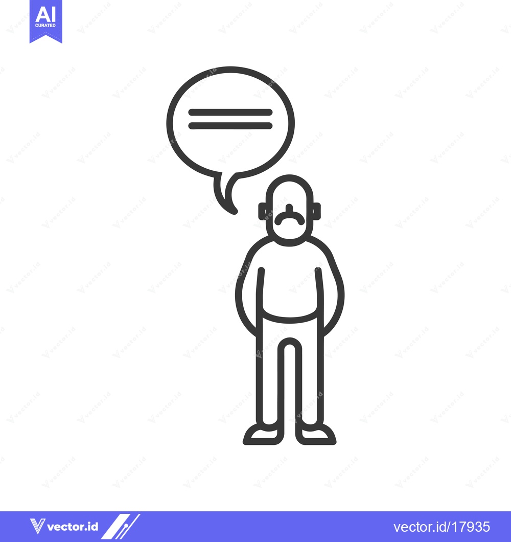 Premium Vector of A Sad Man Standing with a Speech Bubble Above His Head