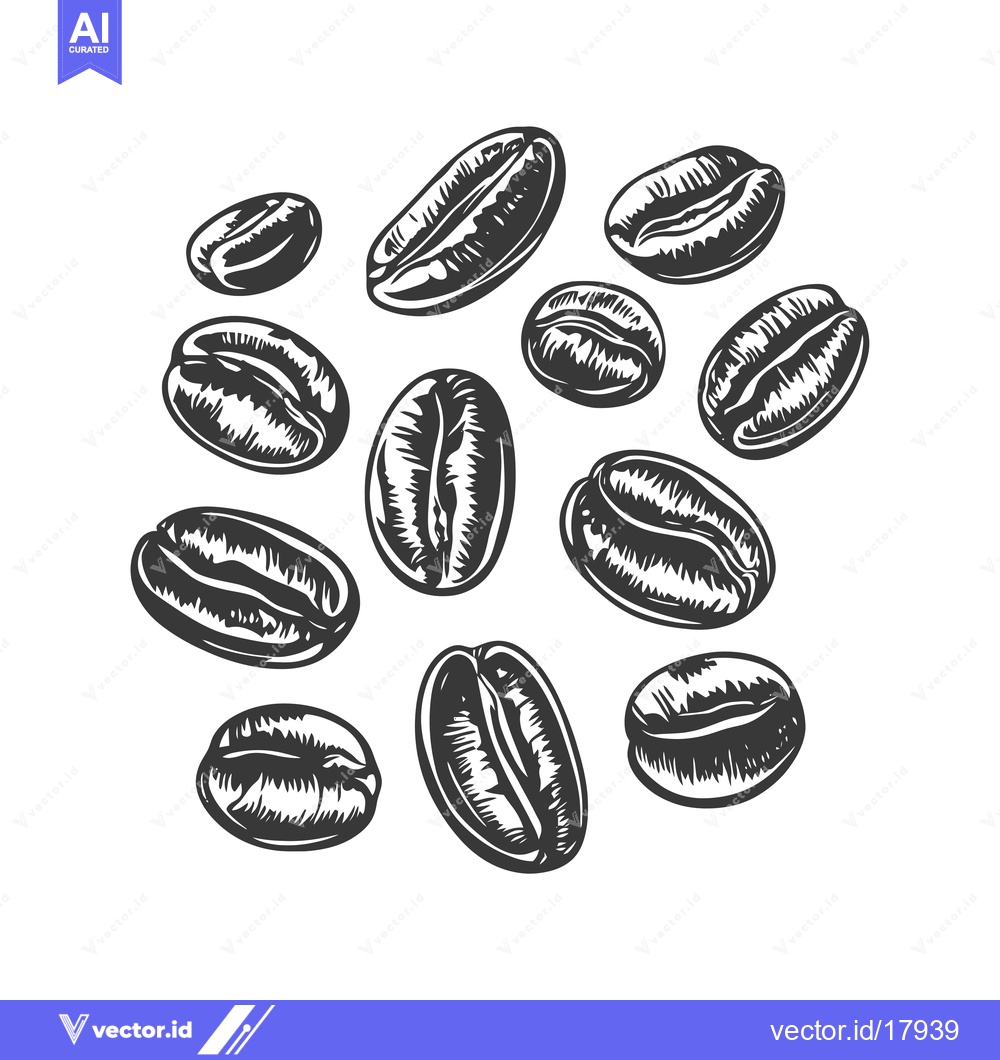 Premium Vector of A Scattered Collection of Hand-Drawn Coffee Beans