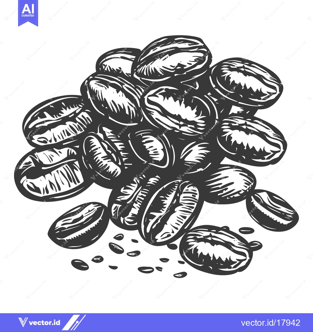Premium Vector of A Scattered Pile of Coffee Beans with a Few Smaller Beans Falling