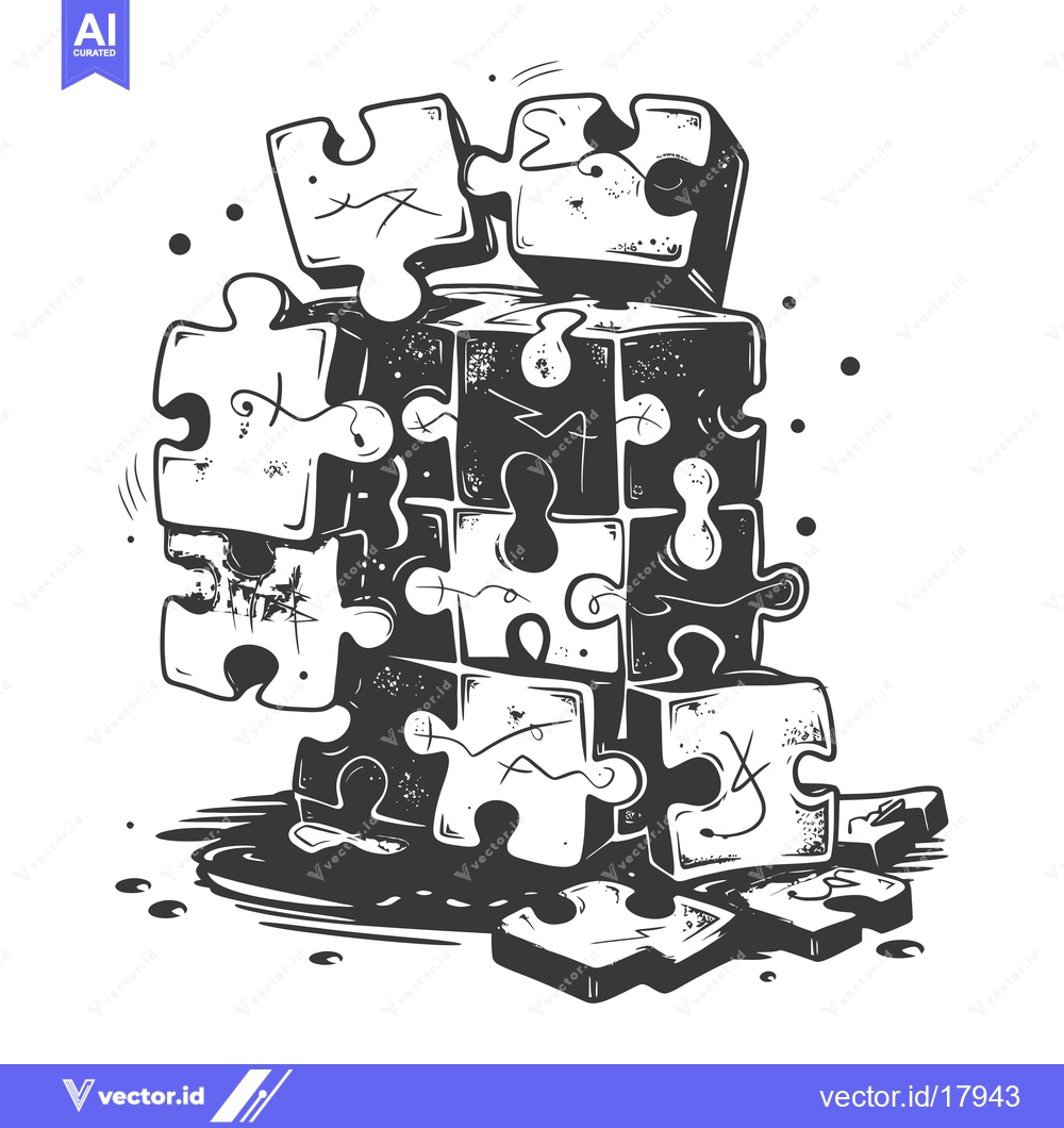 Premium Vector dari A Scattered Pile of Incomplete Jigsaw Puzzle Pieces