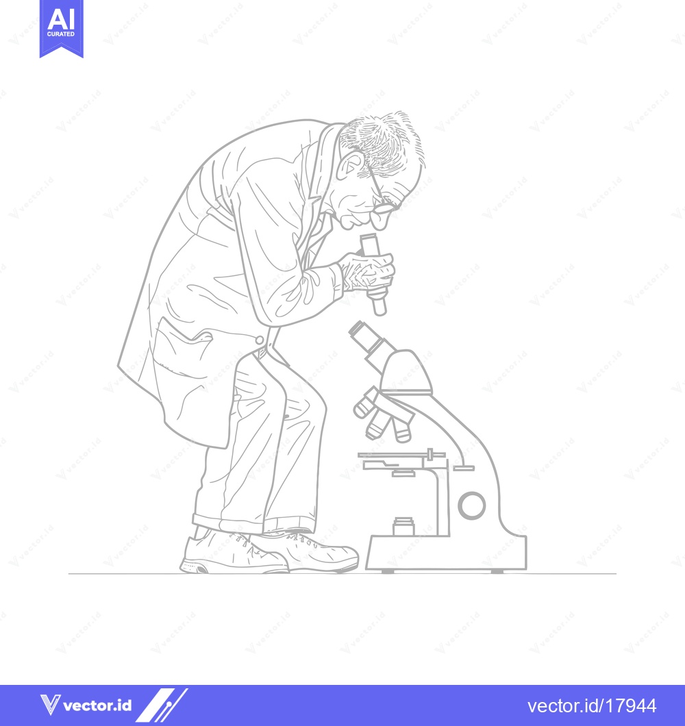 Premium Vector dari A Scientist Examining a Sample Through a Microscope