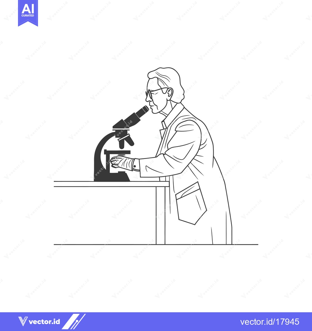 Premium Vector dari A Scientist Examining a Slide Under a Microscope