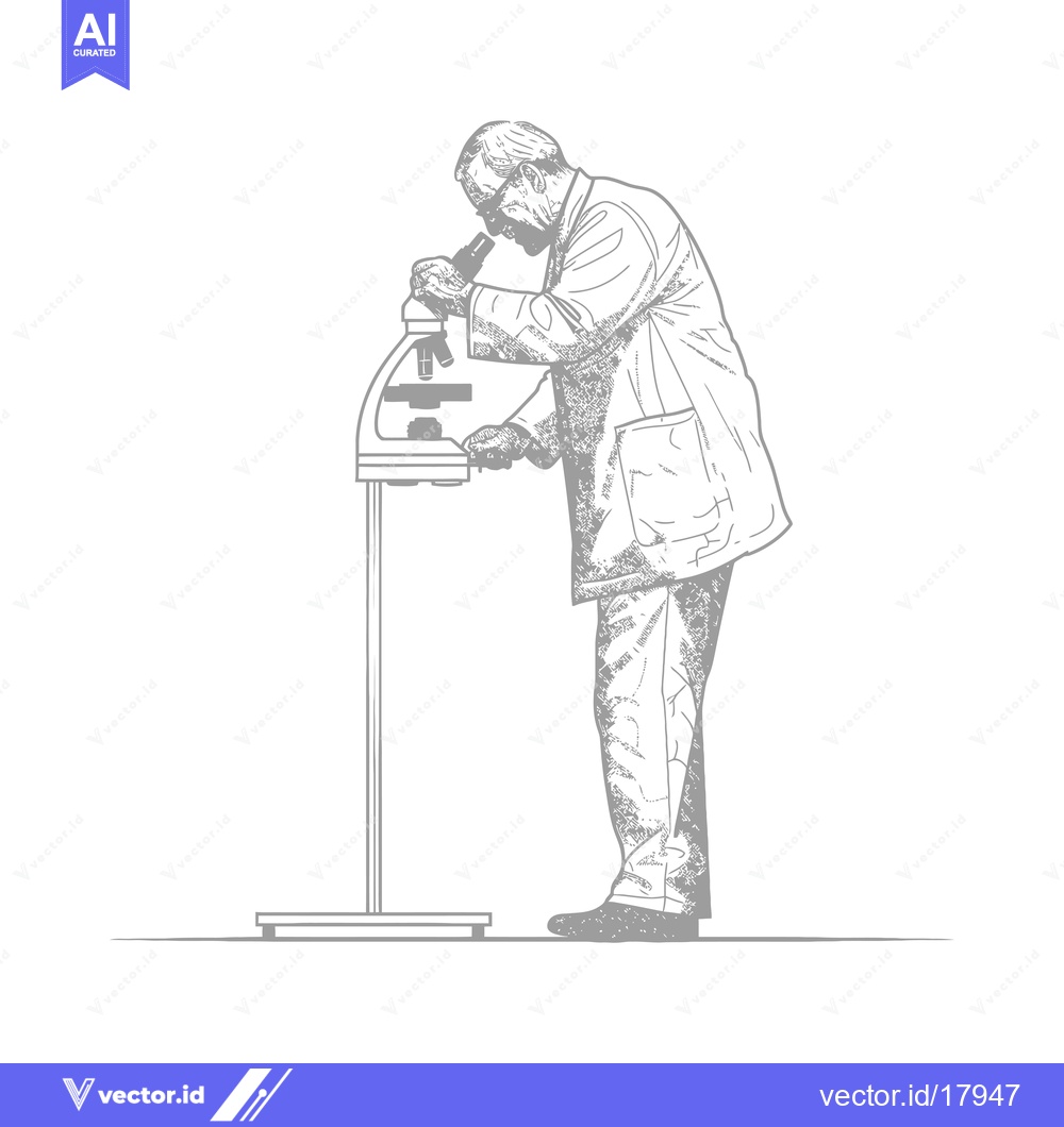 Premium Vector dari A scientist looking through a microscope