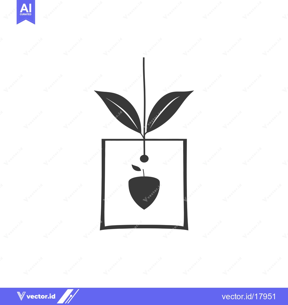 Premium Vector of A Seedling Suspended in a Square Frame with Leaves