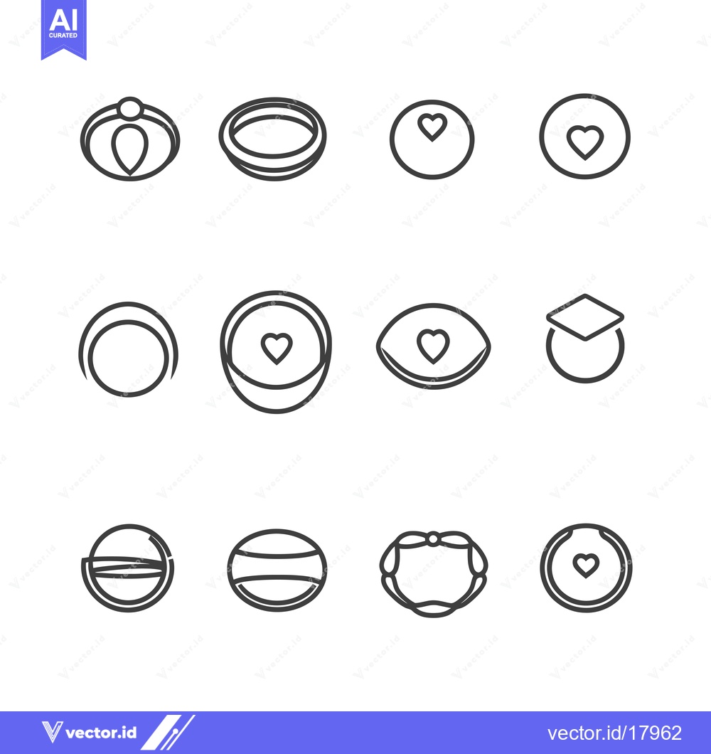 Premium Vector dari A Set of 12  Circular Outline Icons with Hearts