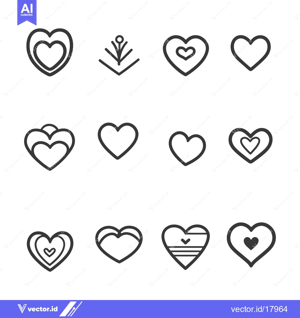 Premium Vector of A Set of 12 Different Heart Line Icon Designs